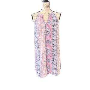 Pink Rose Vintage Tank Dress‎ Floral Lined Sleeveless BOHO Cottage Medium Shabby